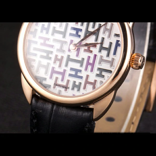 Hermes Classic Croco Leather Strap Multicolor Patterned Logo Dial new59412
