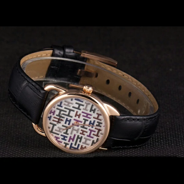 Hermes Classic Croco Leather Strap Multicolor Patterned Logo Dial new59412