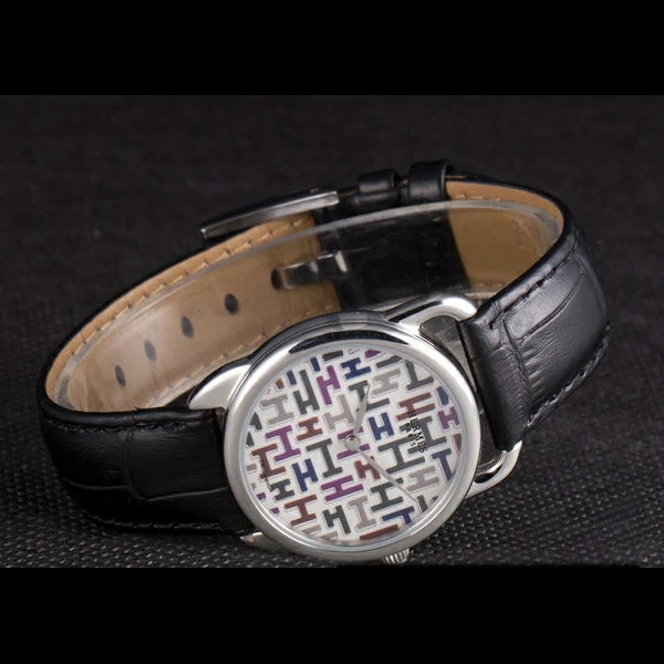 Hermes Classic Croco Leather Strap Multicolor Patterned Logo Dial new59413