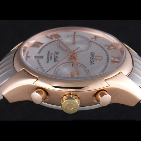 Omega DeVille Two Tone Links White Dial new59653