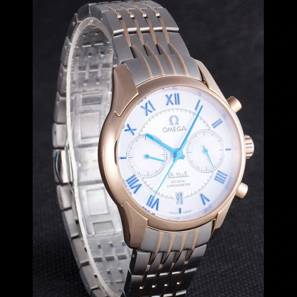 Omega DeVille Two Tone Links White Dial new59654