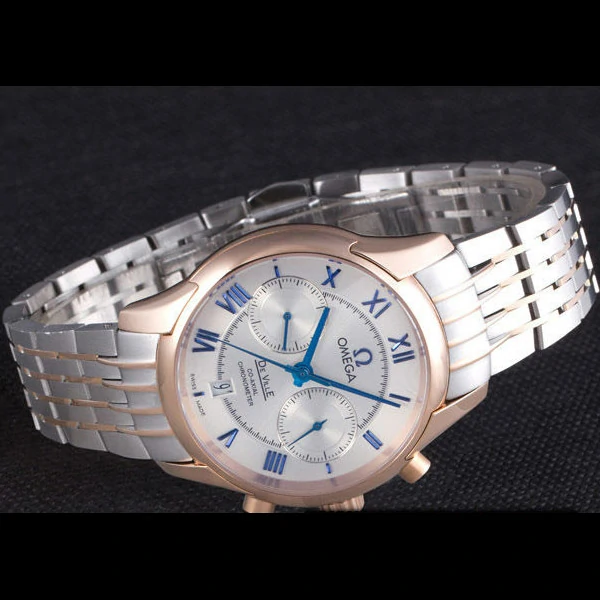 Omega DeVille Two Tone Links White Dial new59654