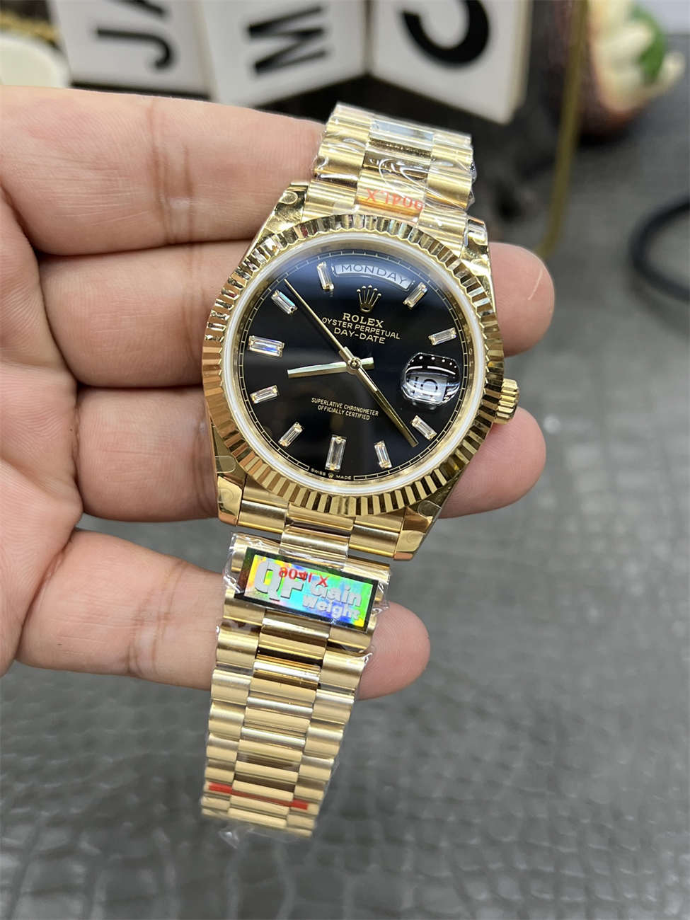 Rolex Day‑Date QF Factory 184g Replica – Black Dial, Full-Weight